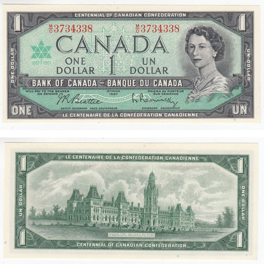 BC-45b 1967 Canada $1 Beattie-Rasminsky, M/O, UNC