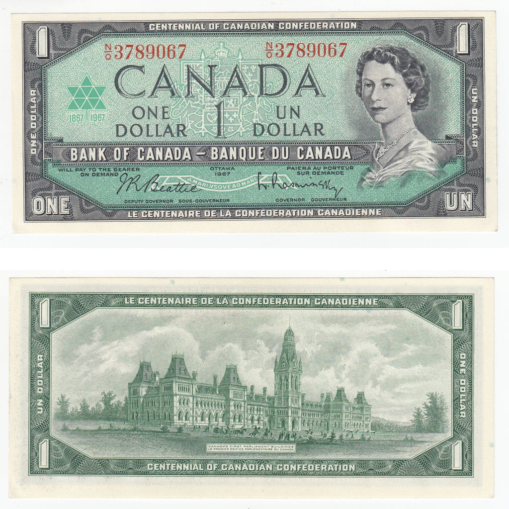 BC-45b 1967 Canada $1 Beattie-Rasminsky, N/O, Choice Uncirculated (CUNC63)