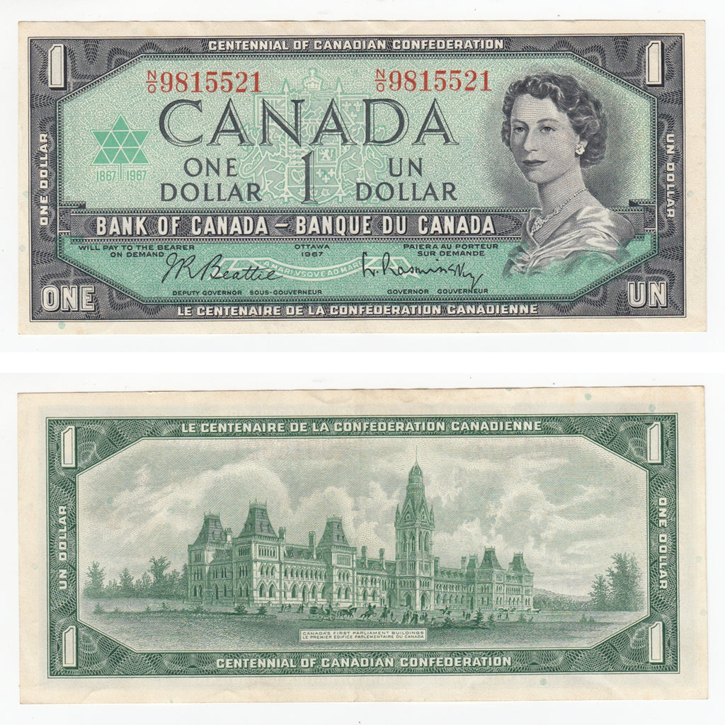 BC-45b 1967 Canada $1 Beattie-Rasminsky, N/O, EF