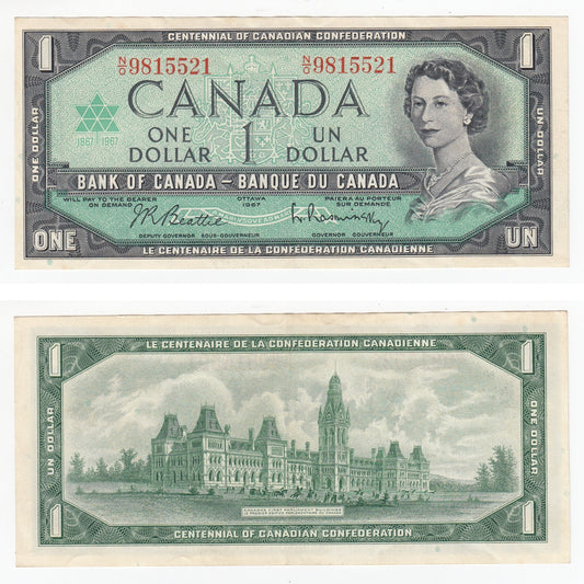 BC-45b 1967 Canada $1 Beattie-Rasminsky, N/O, EF