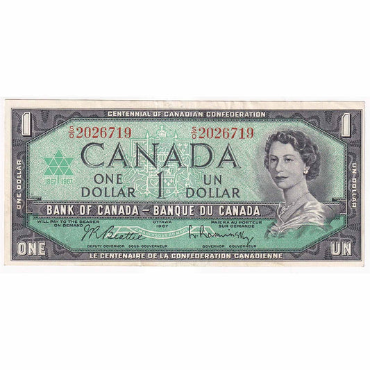 BC-45b 1967 Canada $1 Beattie-Rasminsky, S/O, EF