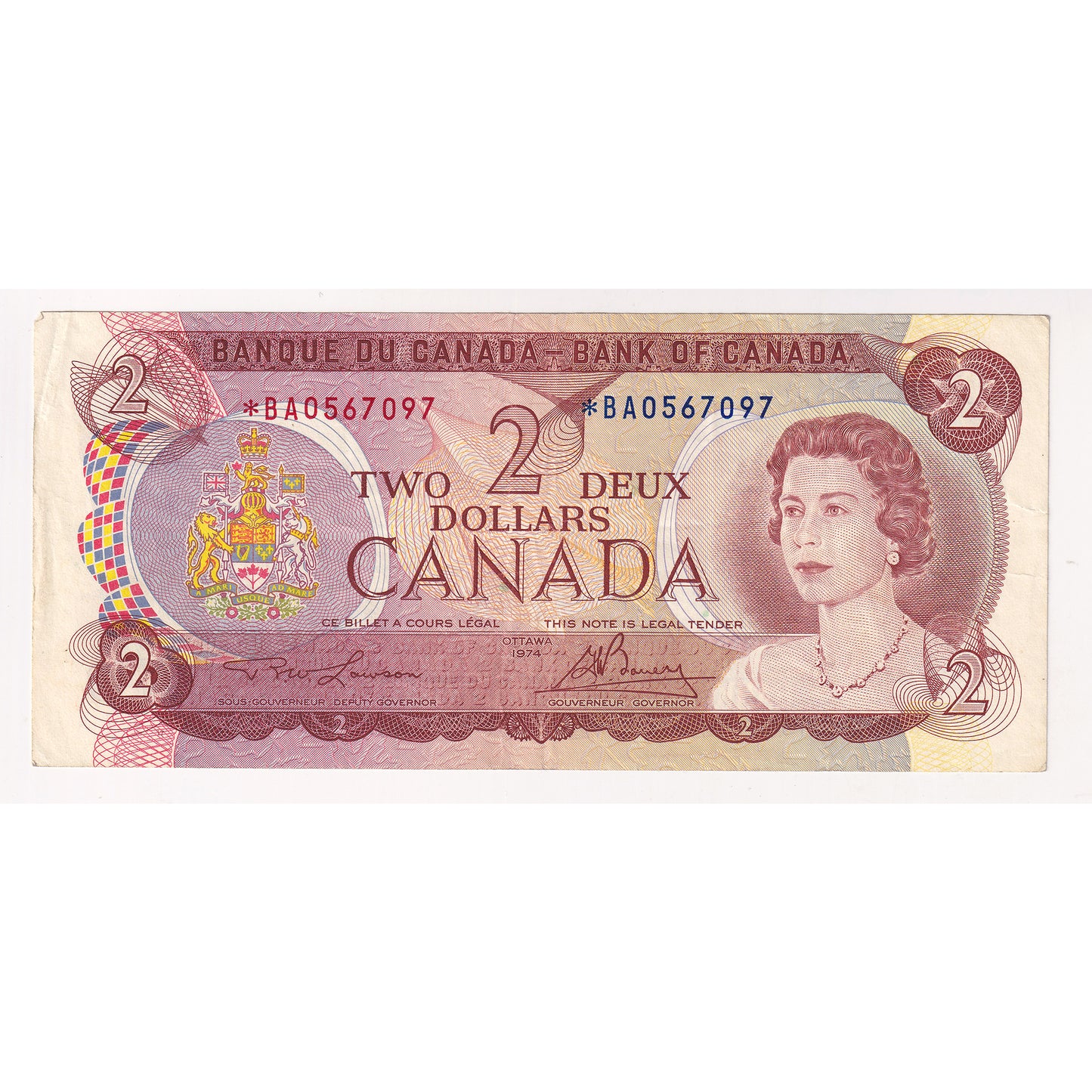 BC-47aA 1974 Canada $2 Lawson-Bouey, *BA, VF-EF (VF30)