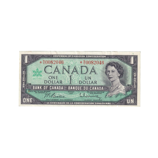 BC-45bA 1967 Canada $1 Beattie-Rasminsky, *N/O, VF-EF