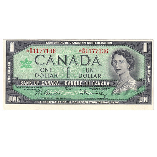 BC-45bA-i 1967 Canada $1 Beattie-Rasminsky, *B/M, AU