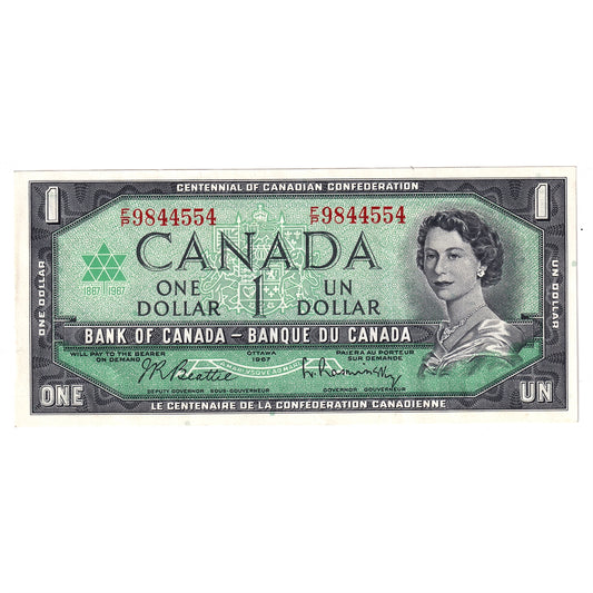 BC-45b-i 1967 Canada $1 Beattie-Rasminsky, F/P, AU