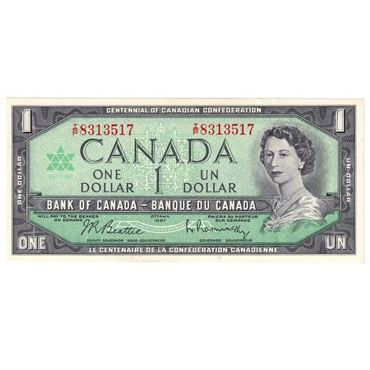 BC-45b-i 1967 Canada $1 Beattie-Rasminsky, I/P, UNC