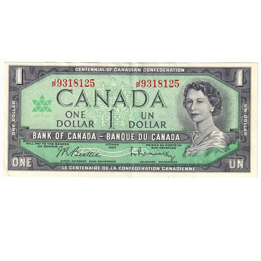 BC-45b-i 1967 Canada $1 Beattie-Rasminsky, J/P, EF