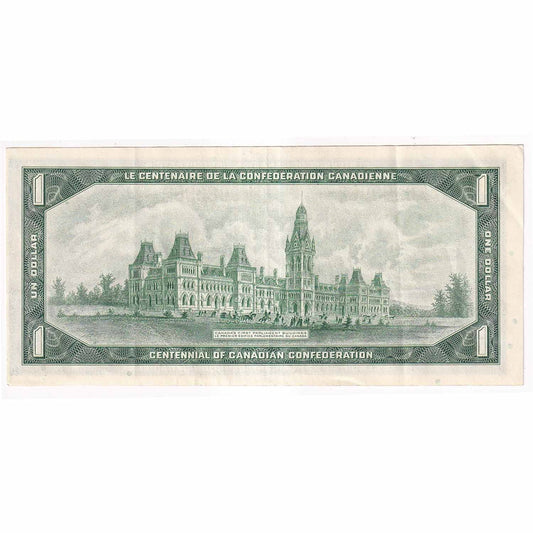 BC-45b-i 1967 Canada $1 Beattie-Rasminsky, L/P, VF-EF