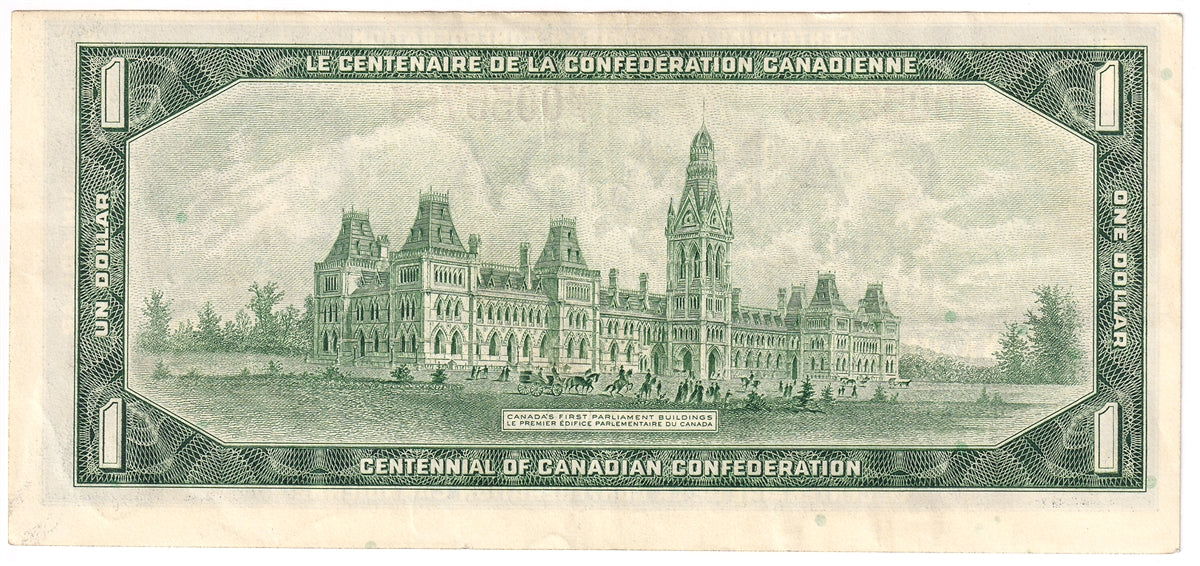 BC-45b-i 1967 Canada $1 Beattie-Rasminsky, M/P, Extra Fine (EF40)