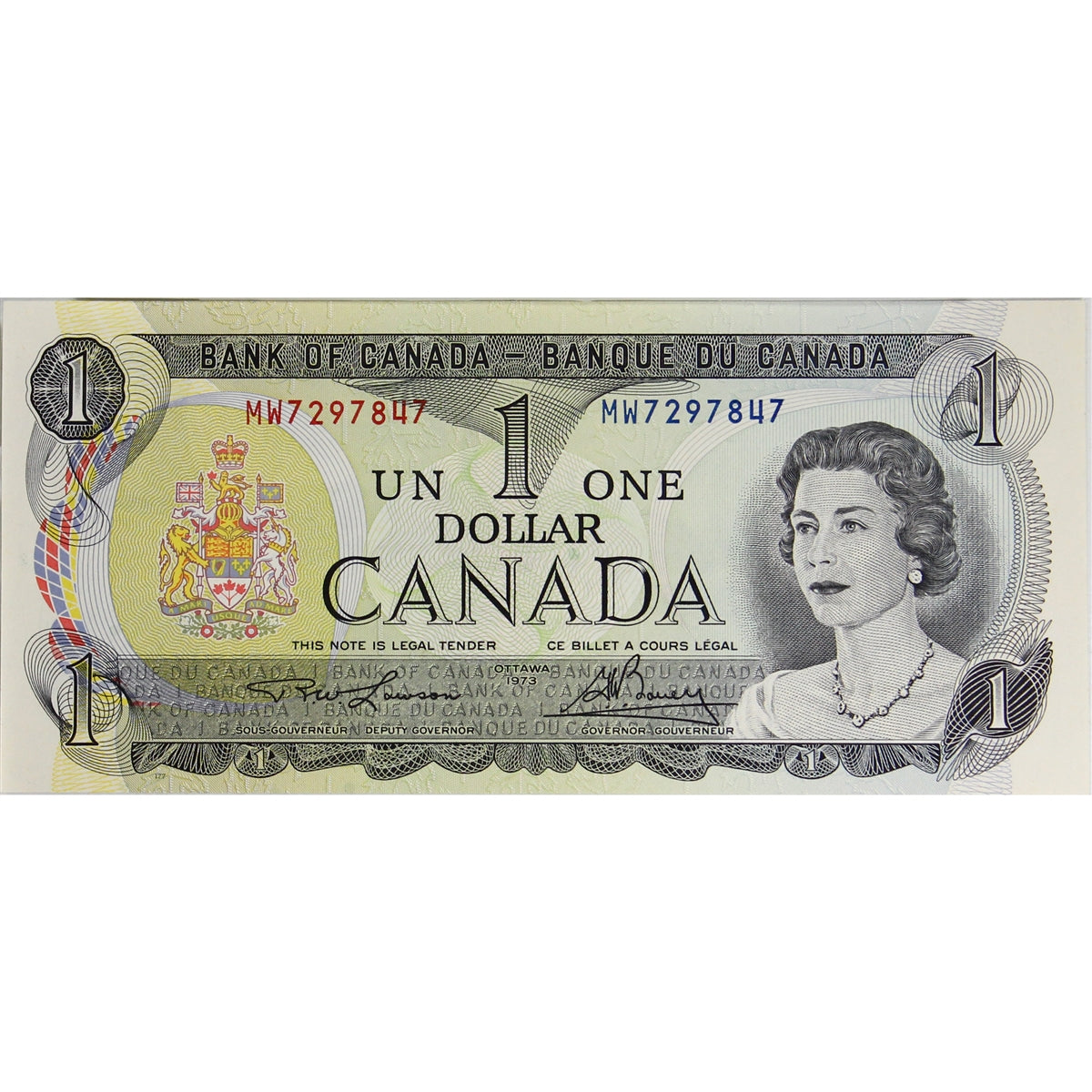 BC-46a 1973 Canada $1 Lawson-Bouey, MW, Choice Uncirculated (CUNC63)