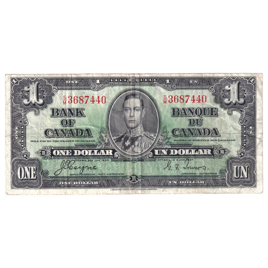 BC-21d 1937 Canada $1 Coyne-Towers, S/M, F-VF (F15)