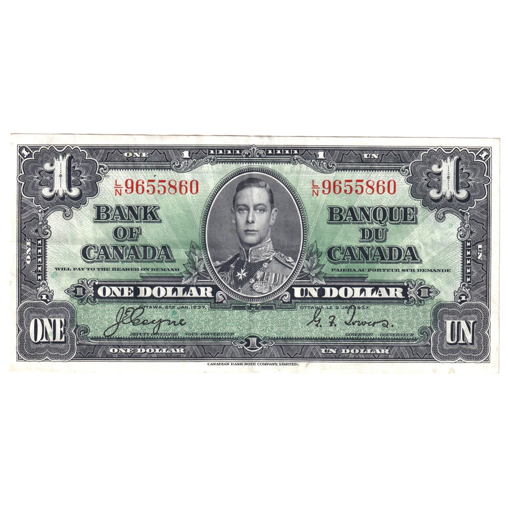 BC-21d 1937 Canada $1 Coyne-Towers, L/N, VF-EF (VF30)