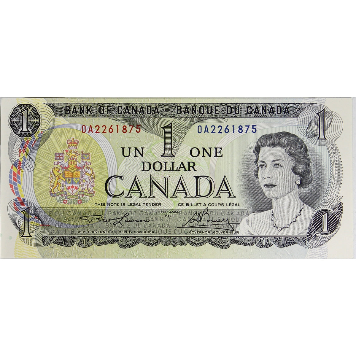 BC-46a 1973 Canada $1 Lawson-Bouey, OA, Choice Uncirculated (CUNC63)