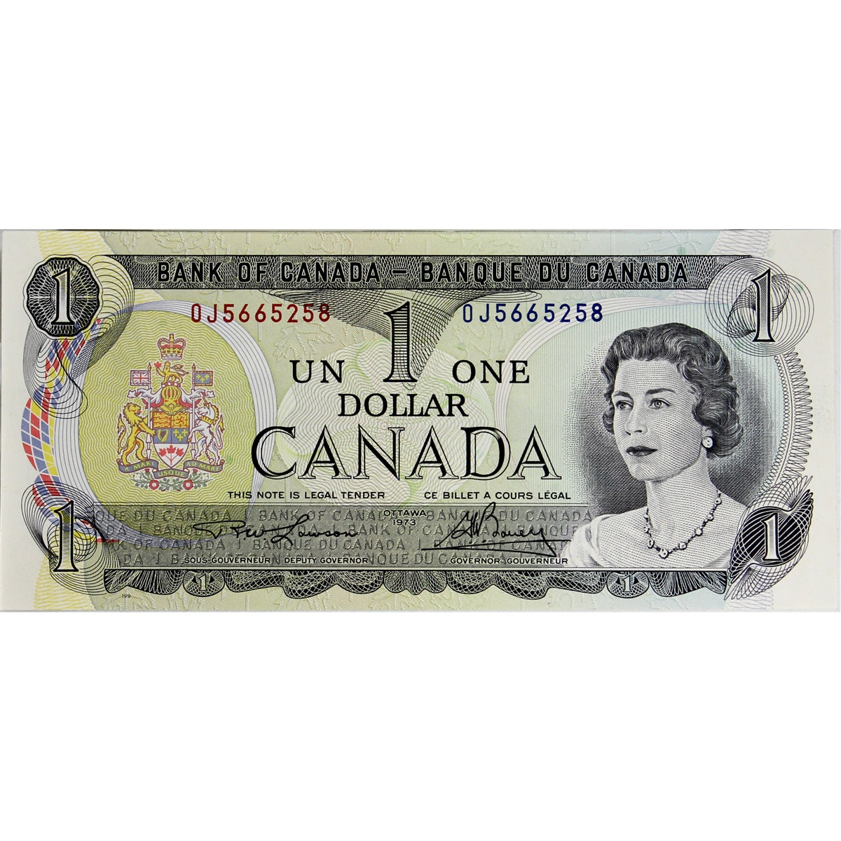 BC-46a 1973 Canada $1 Lawson-Bouey, OJ, Uncirculated (MS60)