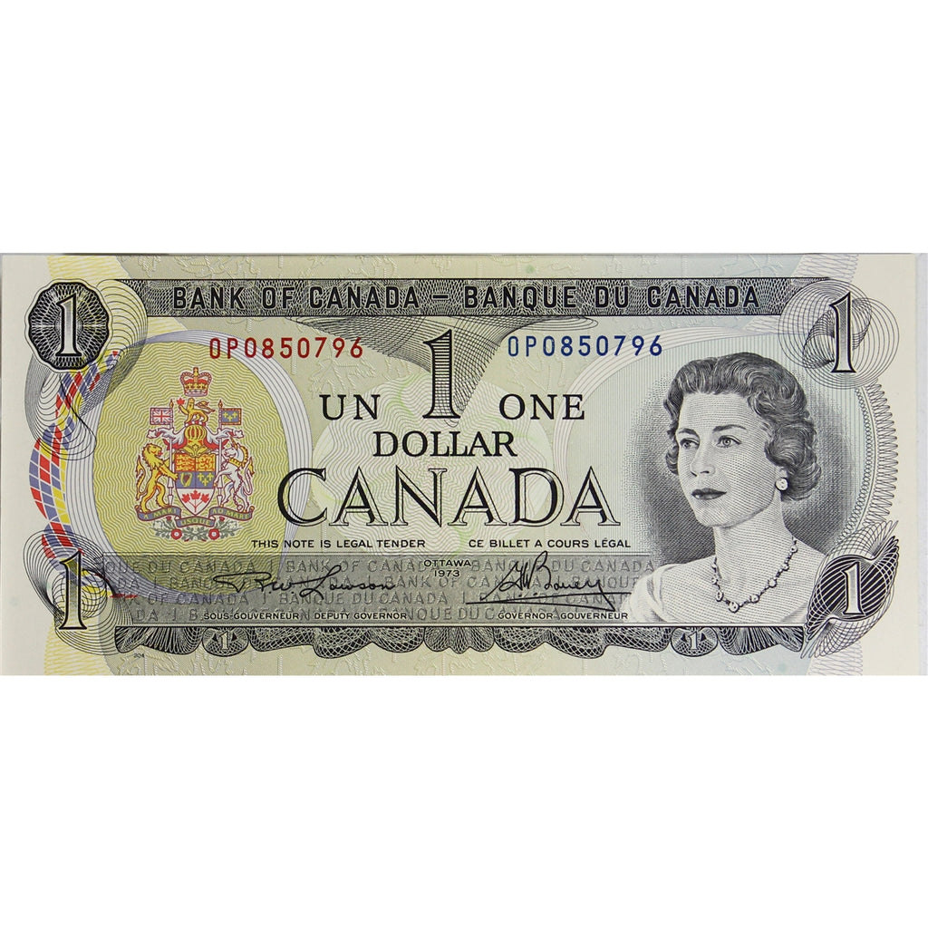 BC-46a 1973 Canada $1 Lawson-Bouey, OP, Choice Uncirculated (CUNC63)