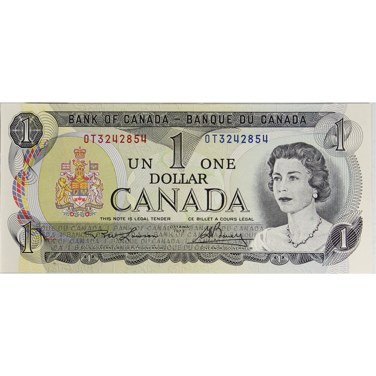 BC-46a 1973 Canada $1 Lawson-Bouey, OT, Choice Uncirculated (CUNC63)
