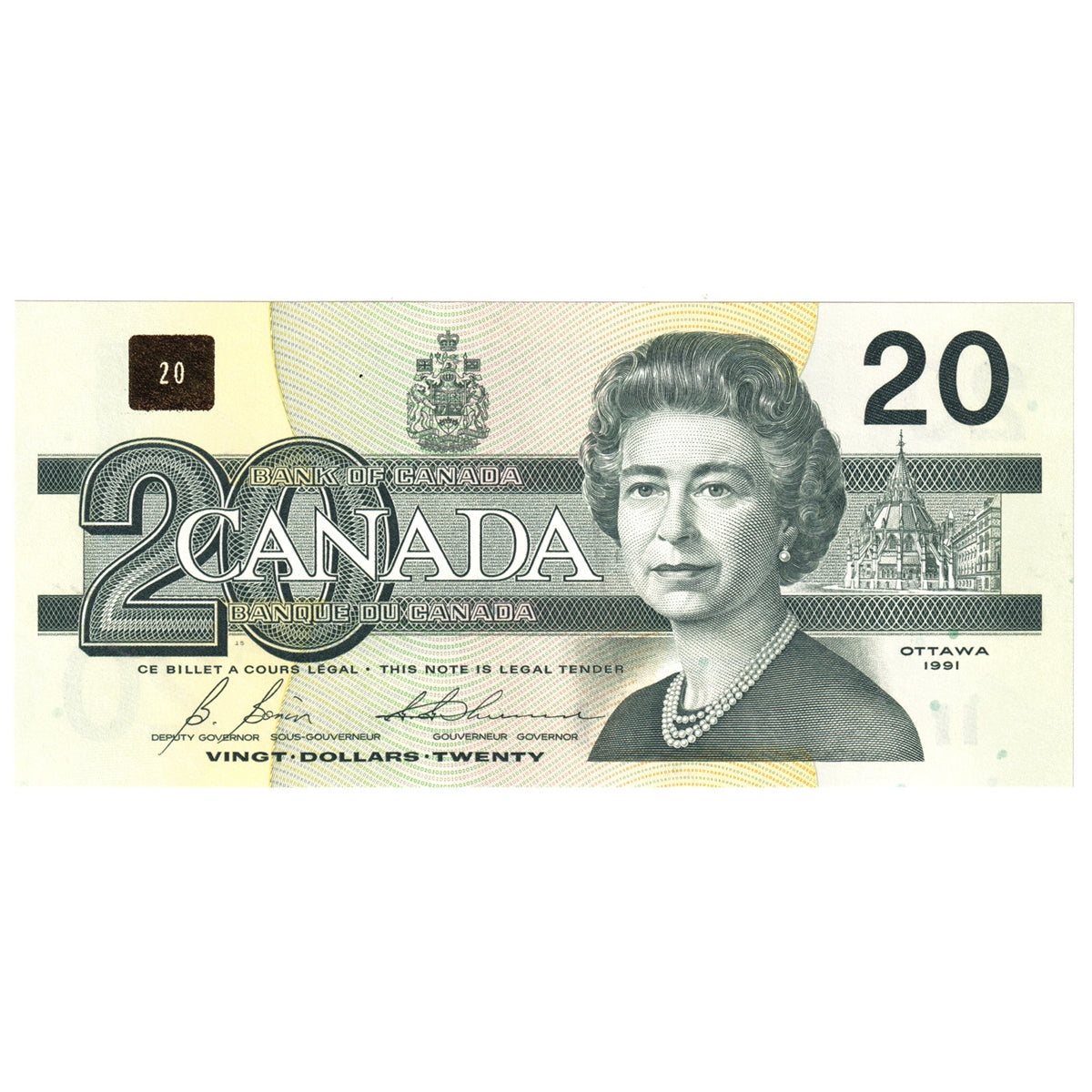 BC-58b-i-N1-iii 1991 Canada $20 Bonin-Thiessen, 4 digit RADAR, ESZ, Choice Uncirculated (CUNC63)
