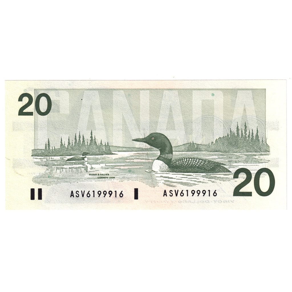BC-58b-i-N1-iii 1991 Canada $20 Bonin-Thiessen, 3 digit RADAR, ASV, Choice Uncirculated (CUNC63)