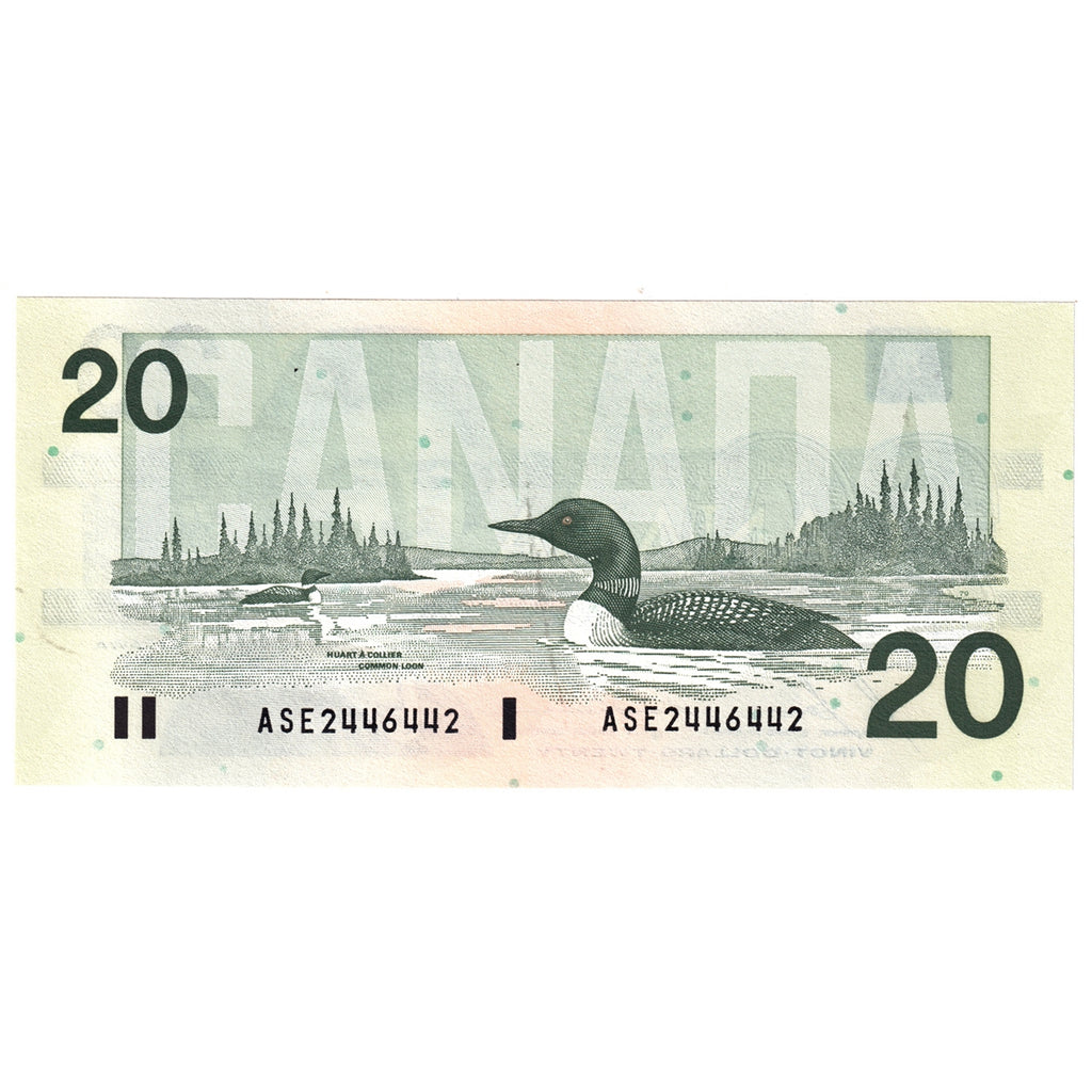 BC-58b-i-N1-iii 1991 Canada $20 Bonin-Thiessen, 3 digit RADAR, ASE, Choice Uncirculated (CUNC63)