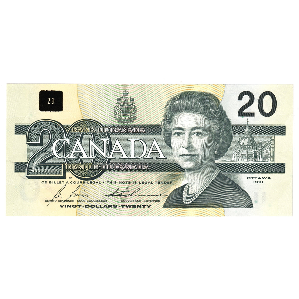 BC-58b-i-N1-iii 1991 Canada $20 Bonin-Thiessen, 3 digit RADAR, ASE, Choice Uncirculated (CUNC63)