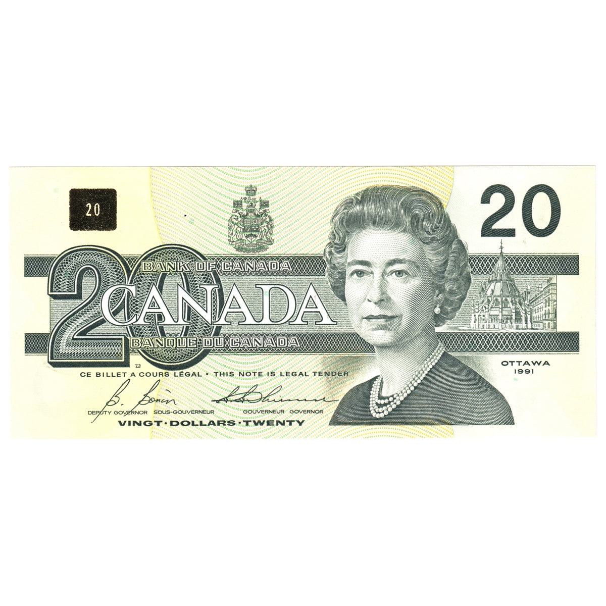 BC-58b-i-N1-iii 1991 Canada $20 Bonin-Thiessen, 3 digit RADAR, AVF, Choice Uncirculated (CUNC63)