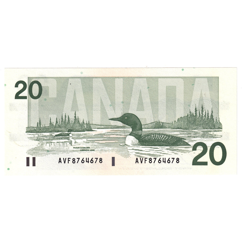 BC-58b-i-N1-iii 1991 Canada $20 Bonin-Thiessen, 4 digit RADAR, AVF, Choice Uncirculated (CUNC63)