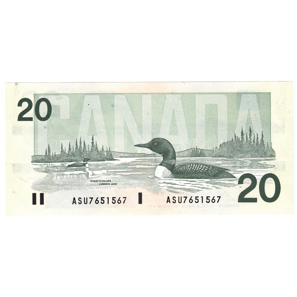 BC-58b-i-N1-iii 1991 Canada $20 Bonin-Thiessen, 4 digit RADAR, ASU, Choice Uncirculated (CUNC63)