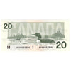 BC-58b-i-N1-iii 1991 Canada $20 Bonin-Thiessen, 4 digit RADAR, AVA, Uncirculated (MS60)