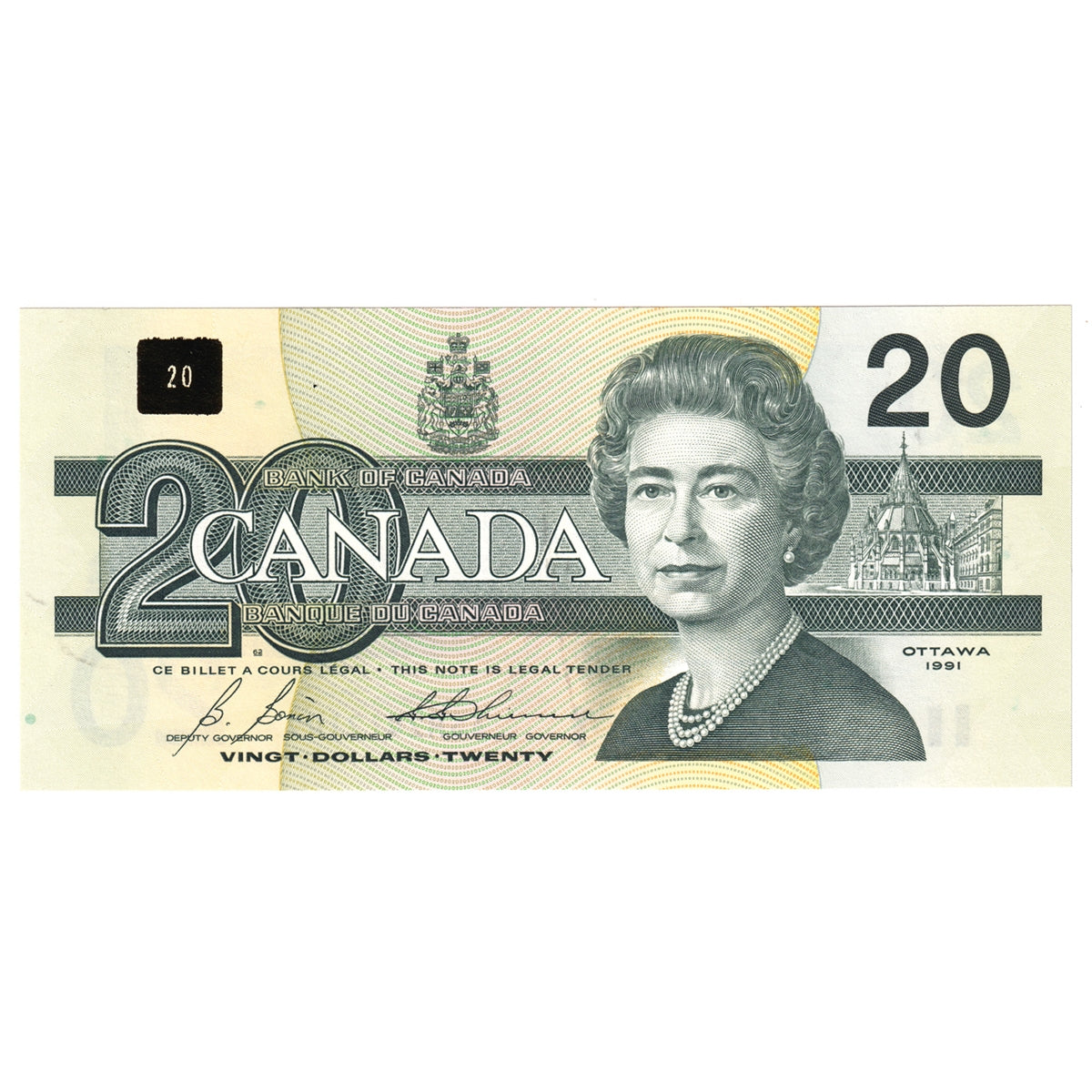 BC-58b-i-N1-iii 1991 Canada $20 Bonin-Thiessen, 3 digit RADAR, ASM, Choice Uncirculated (CUNC63)