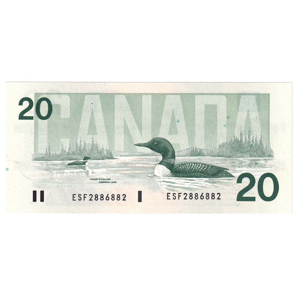 BC-58a-N1-iii 1991 Canada $20 Thiessen-Crow, 3 digit RADAR, ESF, Choice Uncirculated (CUNC63)