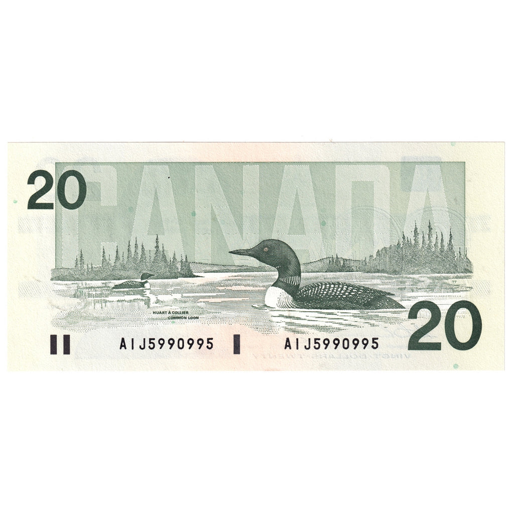BC-58a-ii-N1-iii 1991 Canada $20 Thiessen-Crow, 3 digit RADAR, AIJ, Uncirculated (MS60)