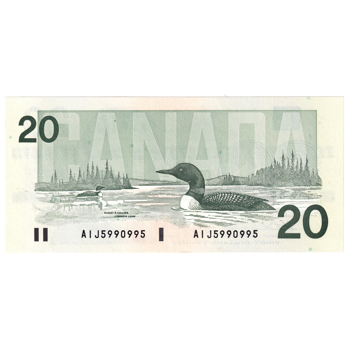 BC-58a-ii-N1-iii 1991 Canada $20 Thiessen-Crow, 3 digit RADAR, AIJ, Uncirculated (MS60)