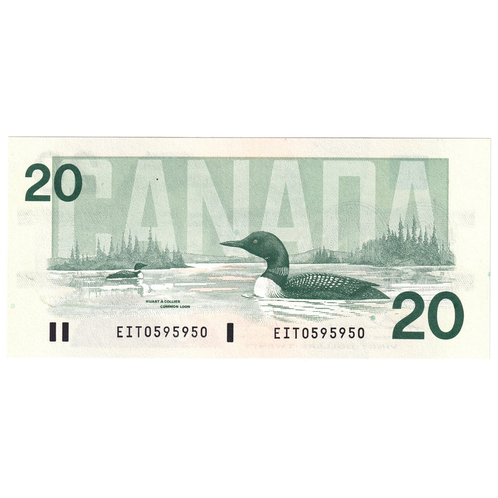 BC-58a-i-N1-iii 1991 Canada $20 Thiessen-Crow, 3 digit RADAR, EIT, Choice Uncirculated (CUNC63)