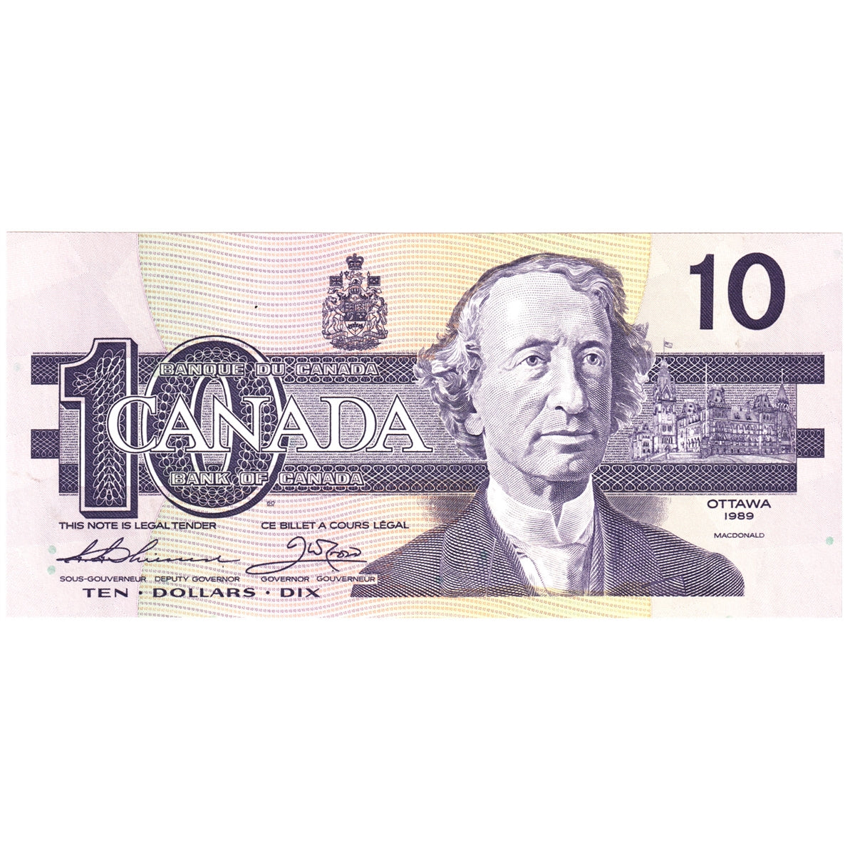 BC-57a-N1-iii 1989 Canada $10 Thiessen-Crow, 4 digit RADAR, ATN, Choice Uncirculated (CUNC63)