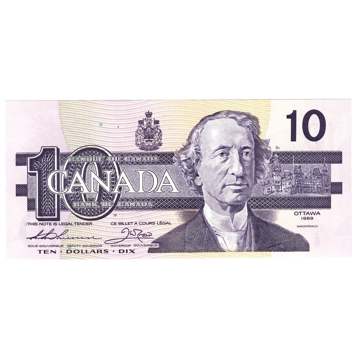 BC-57a-N1-iii 1989 Canada $10 Thiessen-Crow, 3 digit RADAR, BDB, Choice Uncirculated (CUNC63)