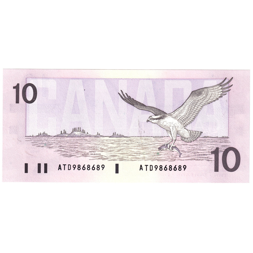 BC-57a-N1-iii 1989 Canada $10 Thiessen-Crow, 3 digit RADAR, ATD, Choice Uncirculated (CUNC63)