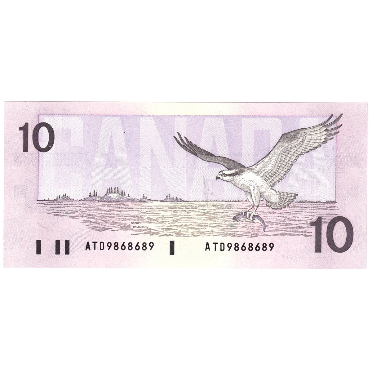 BC-57a-N1-iii 1989 Canada $10 Thiessen-Crow, 3 digit RADAR, ATD, Choice Uncirculated (CUNC63)