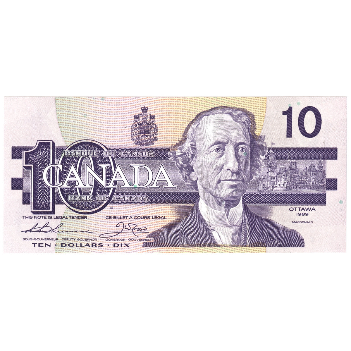 BC-57a-N1-iii 1989 Canada $10 Thiessen-Crow, 4 digit RADAR, AEW, Choice Uncirculated (CUNC63)