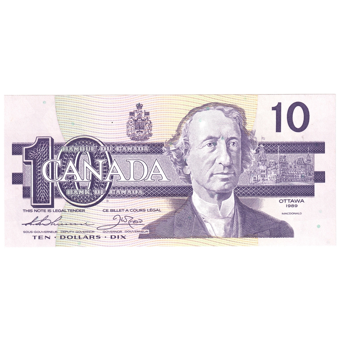 BC-57a-N1-iii 1989 Canada $10 Thiessen-Crow, 3 digit RADAR, AEP, Choice Uncirculated (CUNC63)