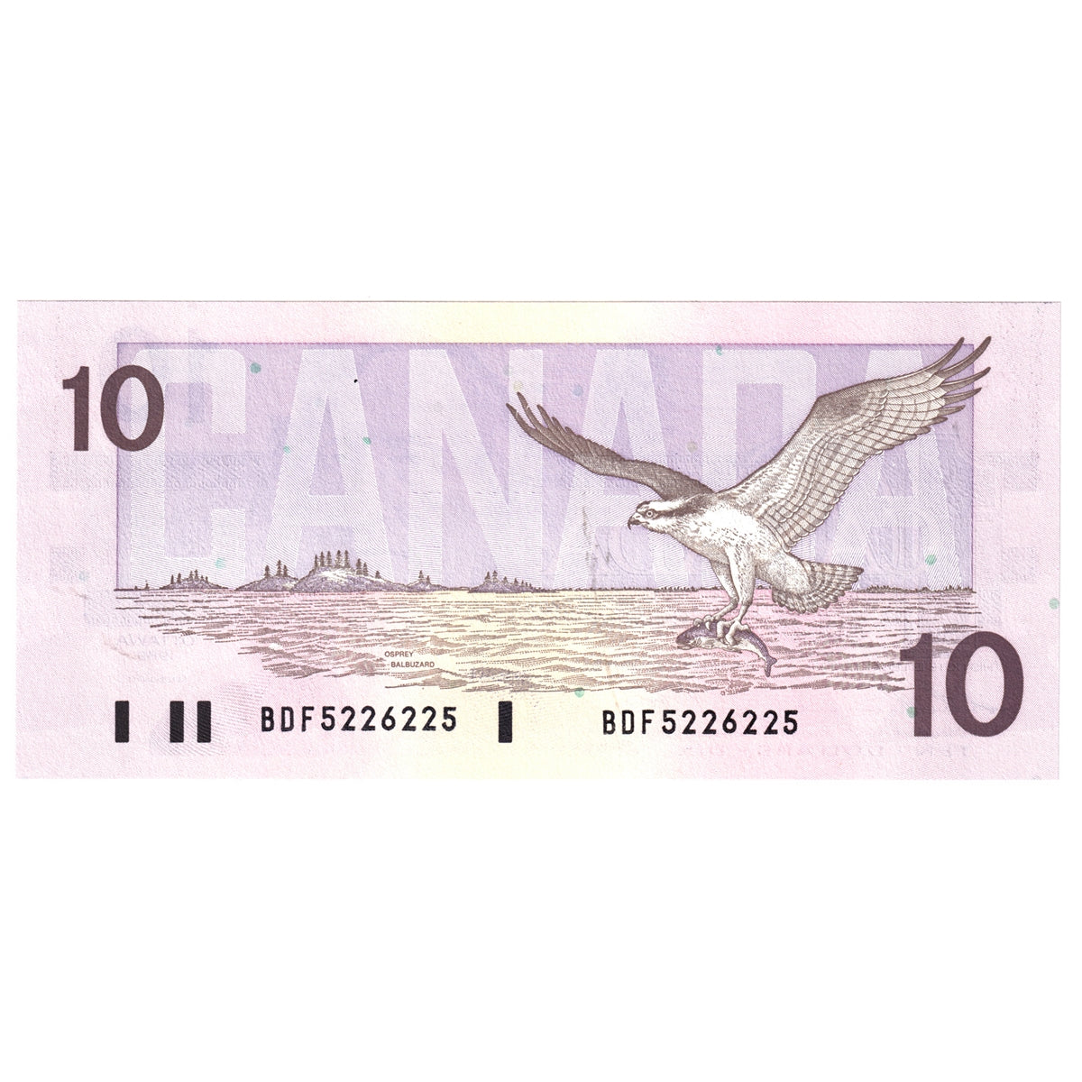 BC-57a-N1-iii 1989 Canada $10 Thiessen-Crow, 3 digit RADAR, BDF, Choice Uncirculated (CUNC63)
