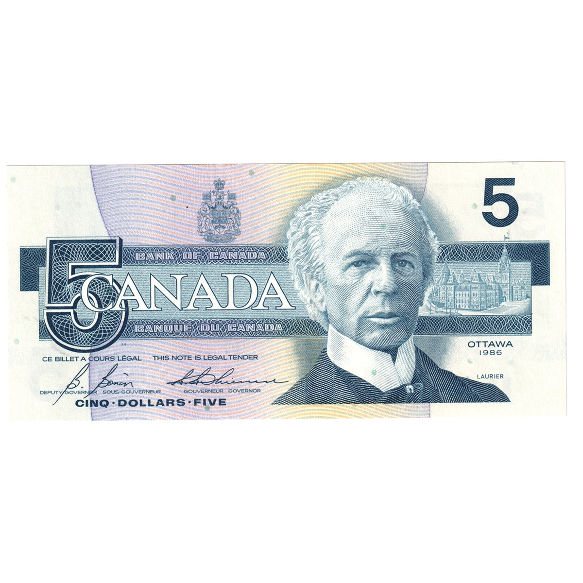 BC-56c-N1-iii 1986 Canada $5 Bonin-Thiessen, 4 digit RADAR, GPG, Choice Uncirculated (CUNC63)