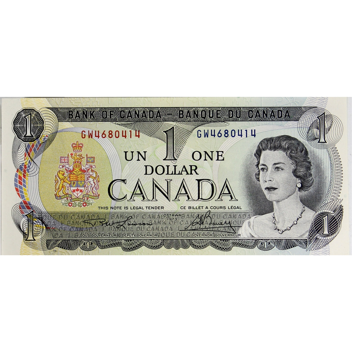 BC-46a 1973 Canada $1 Lawson-Bouey, GW, Choice Uncirculated (CUNC63)