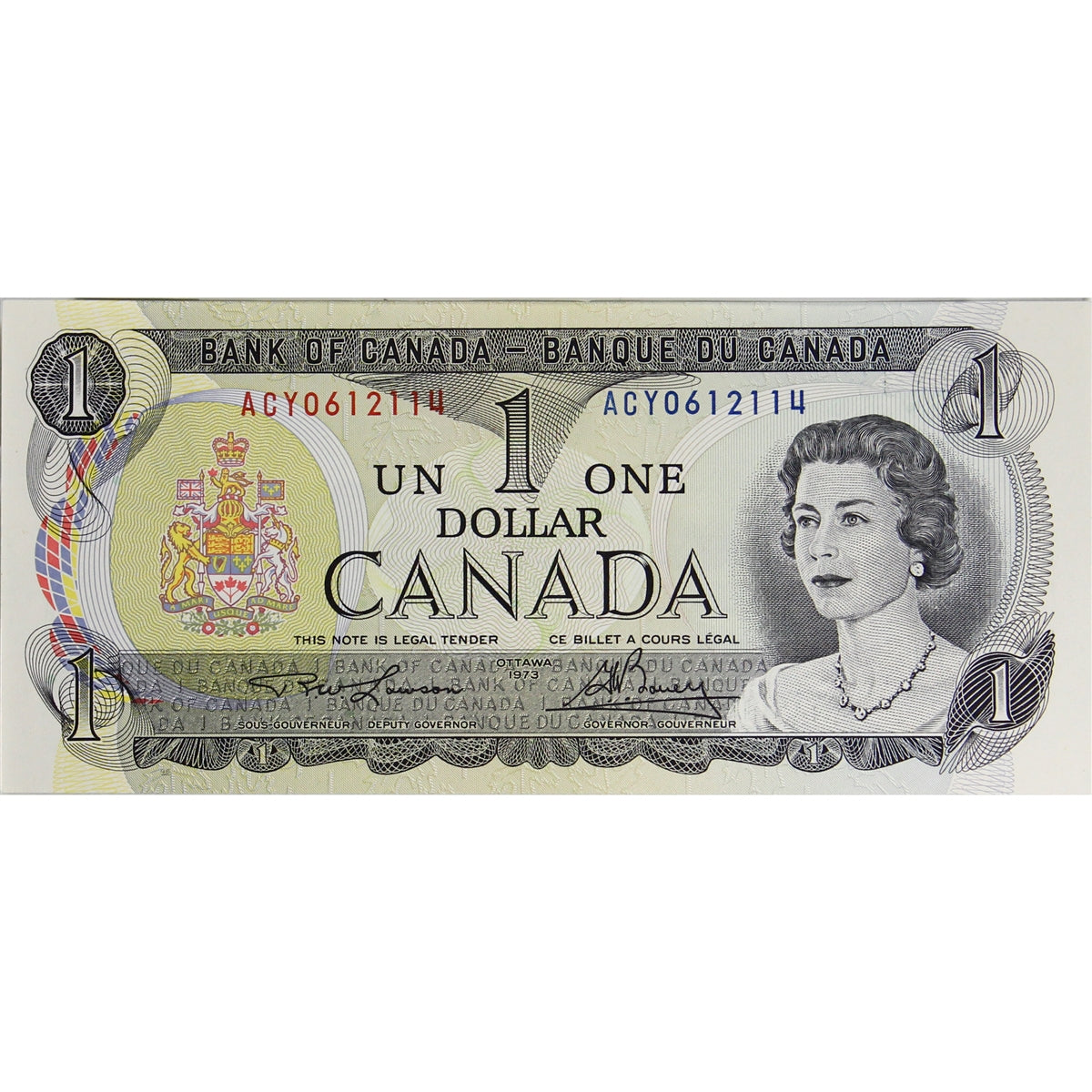 BC-46a-i 1973 Canada $1 Lawson-Bouey, ACY, Choice Uncirculated (CUNC63)