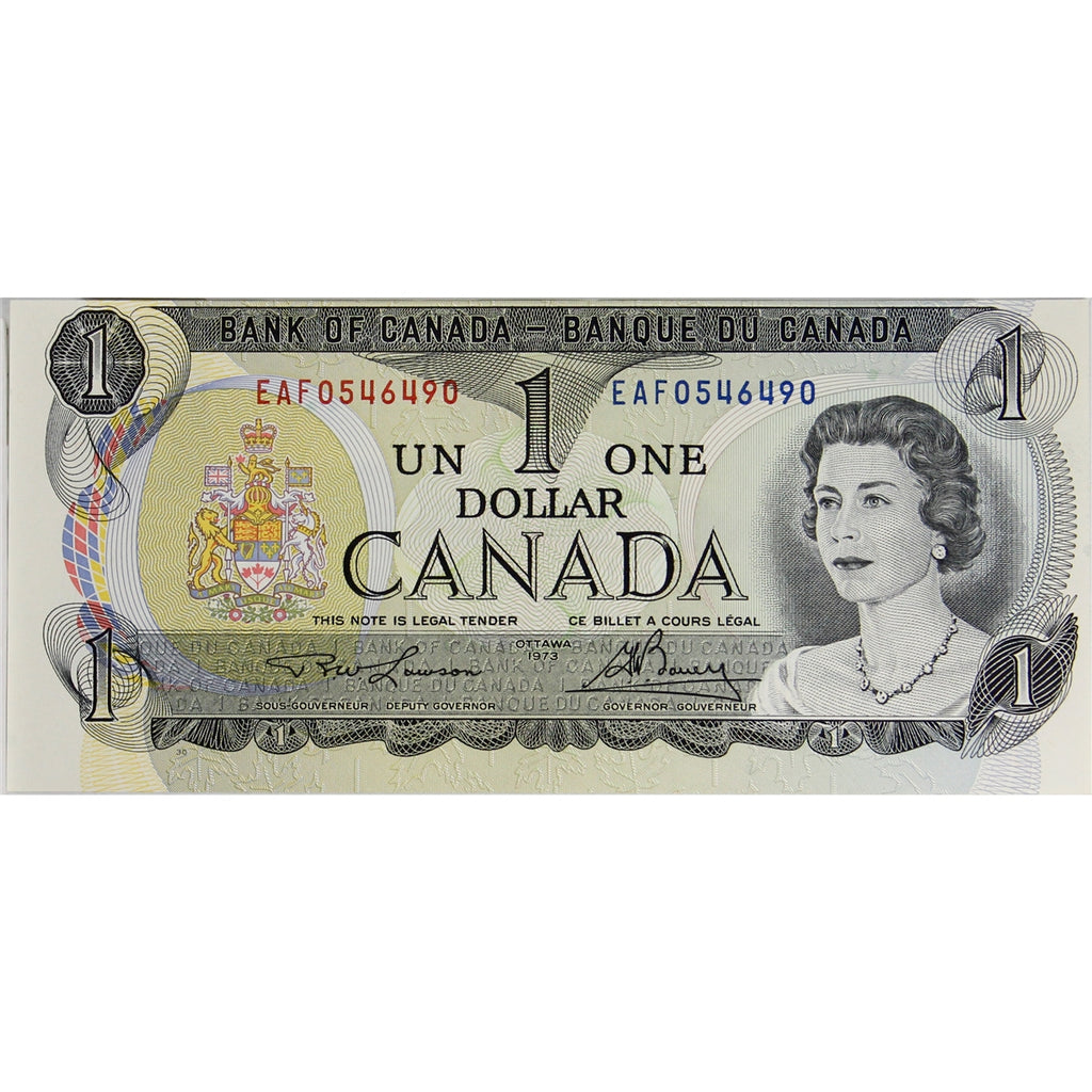BC-46a-i 1973 Canada $1 Lawson-Bouey, EAF, Choice Uncirculated (CUNC63)