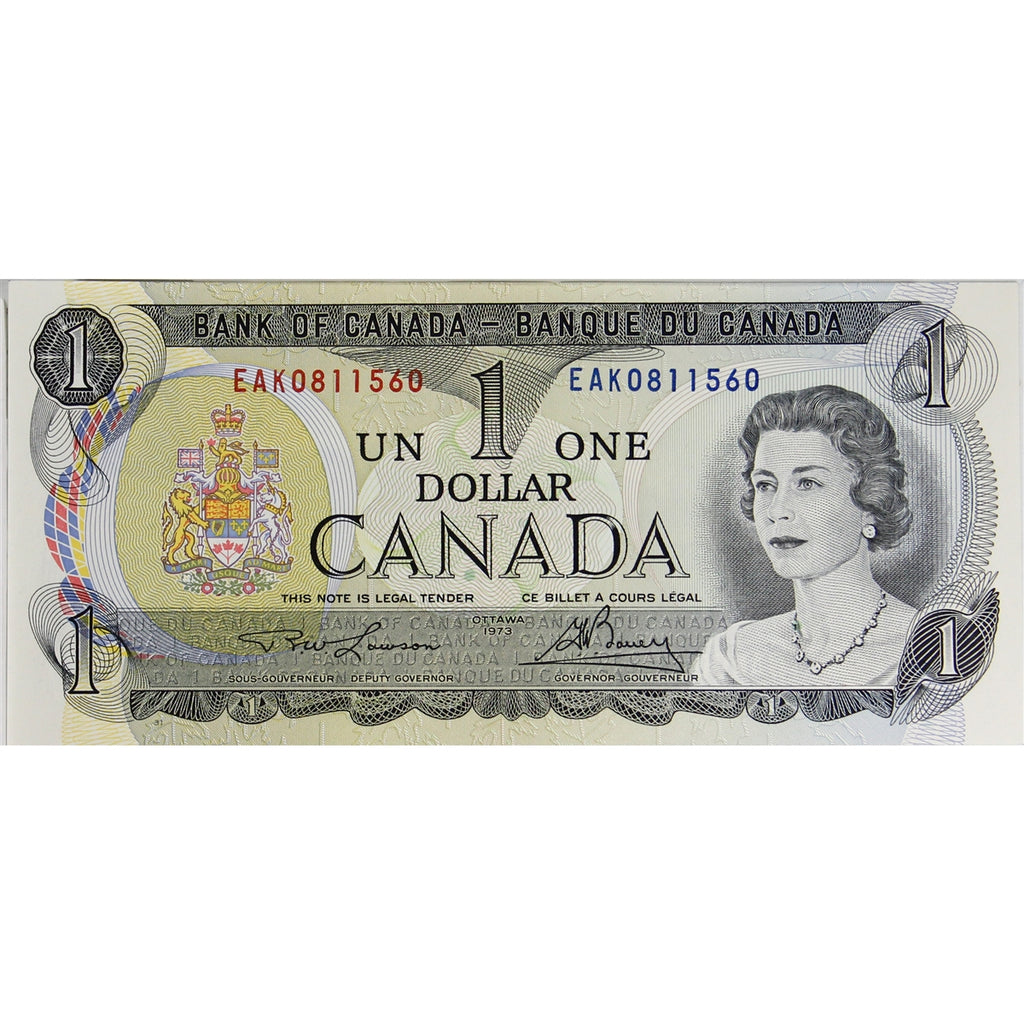 BC-46a-i 1973 Canada $1 Lawson-Bouey, EAK, Steel Engraved, AU-UNC (AU55)