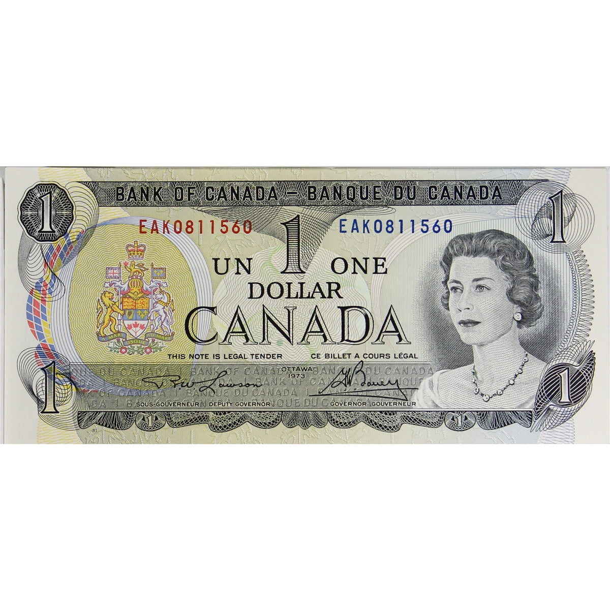BC-46a-i 1973 Canada $1 Lawson-Bouey, EAK, Steel Engraved, AU-UNC (AU55)