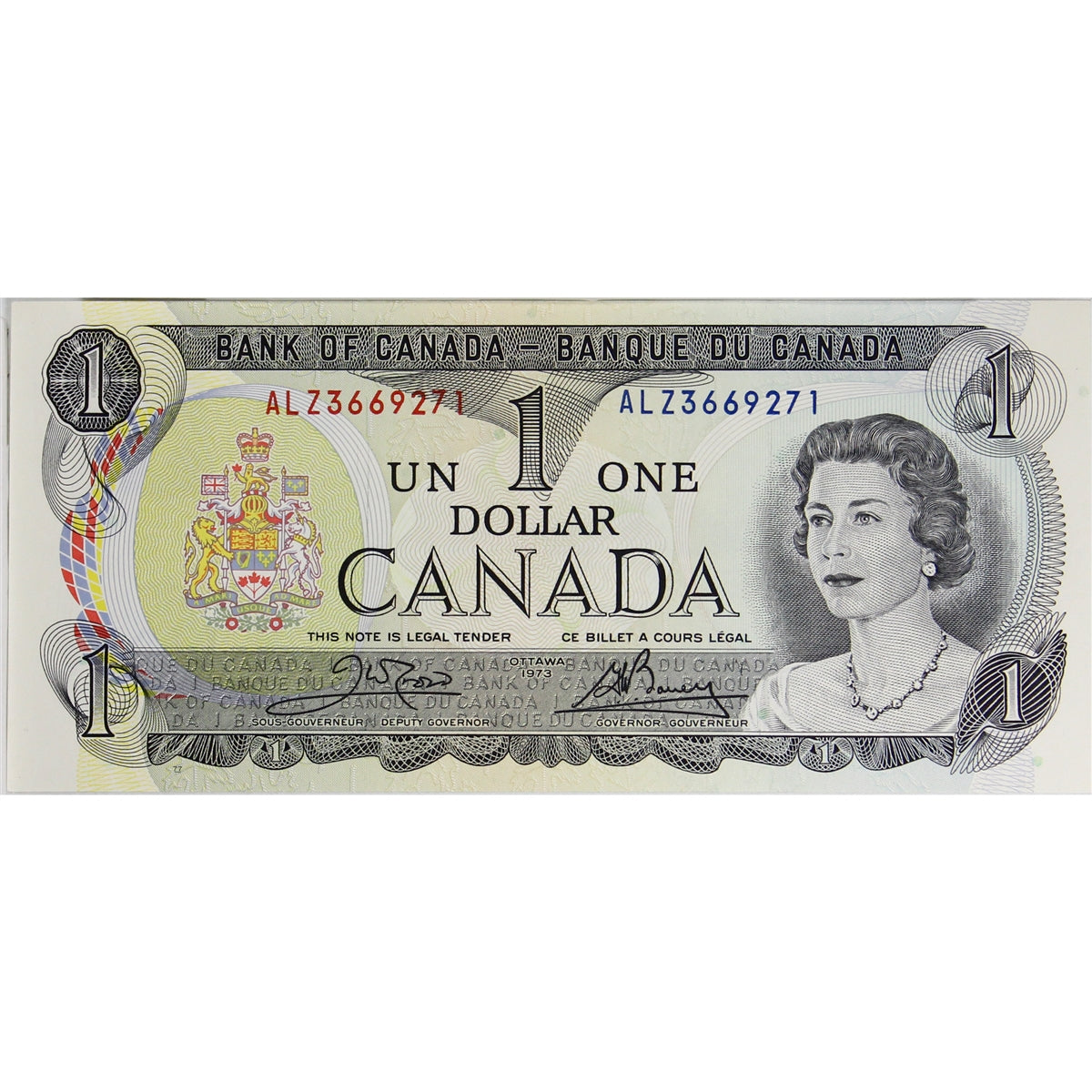 BC-46b 1973 Canada $1 Crow-Bouey, ALZ, Choice Uncirculated (CUNC63)