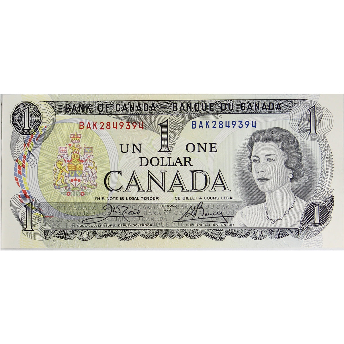 BC-46b 1973 Canada $1 Crow-Bouey, BAK, Choice Uncirculated (CUNC63)