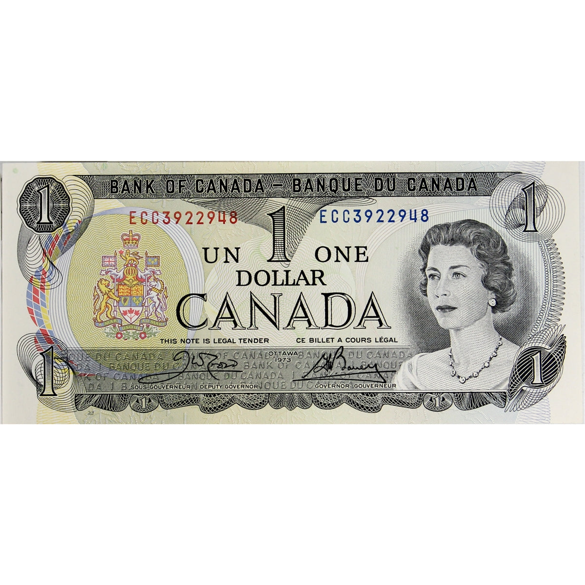 BC-46b 1973 Canada $1 Crow-Bouey, ECC, Choice Uncirculated (CUNC63)