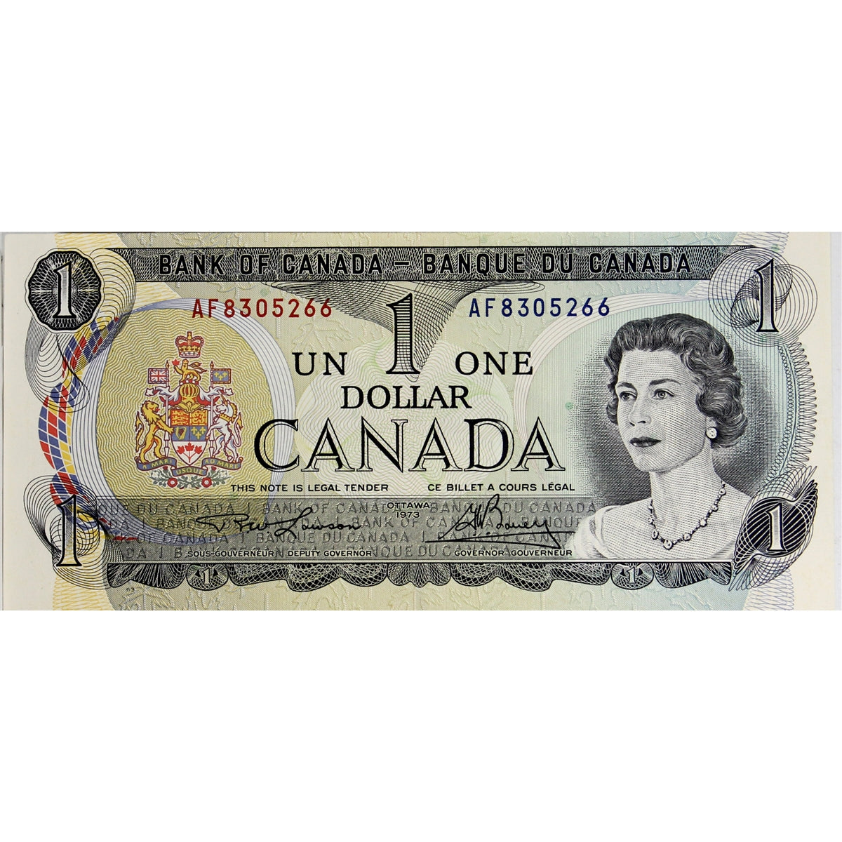 BC-46a 1973 Canada $1 Lawson-Bouey, AF, Uncirculated (MS60)